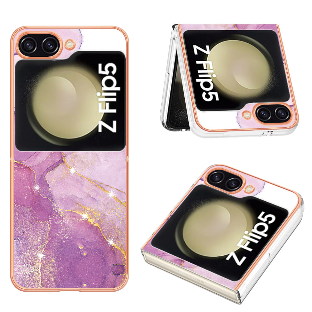 YB IMD Series-2 Electroplated Edge Phone Case for Samsung Galaxy Z Flip5 5G Soft TPU Marble Pattern IMD Cover YB IMD Series-2 Electroplated Edge Phone Case for Samsung Galaxy Z Flip5 5G Soft TPU Marble Pattern IMD Cover